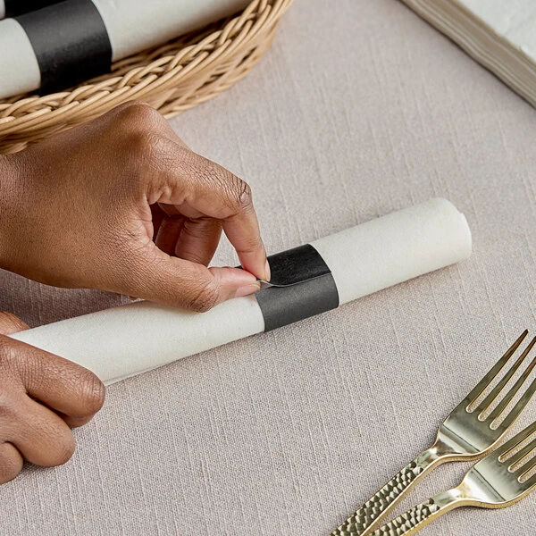 Choice Black Self-Adhering Customizable Paper Napkin Band - 20,000/Case