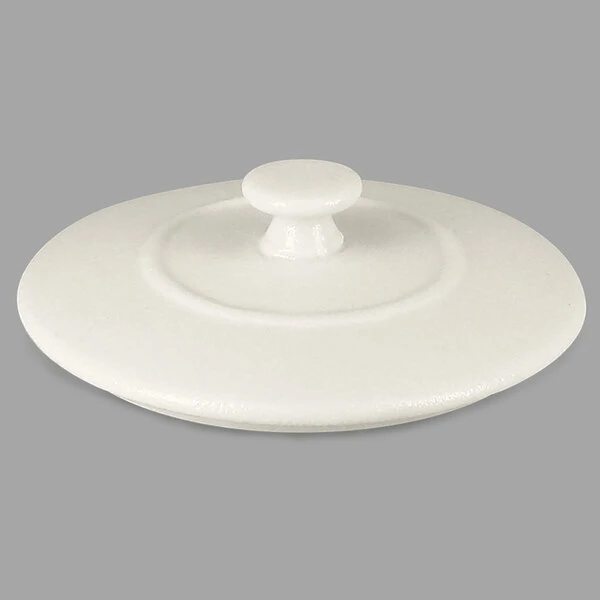 RAK Porcelain Chef's Fusion 4" x 11/16" Sand White Porcelain Cocotte Lid - 12/Case
