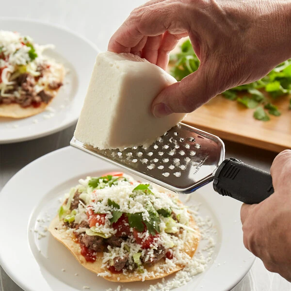 TableCraft 10983 9 1/2" Stainless Steel Coarse Grater with Black FirmGrip Handle