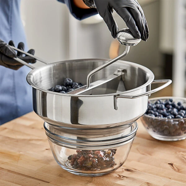Choice Food Prep Stainless Steel Rotary Food Mill with 3 Sieves - 3.5 Qt. Capacity