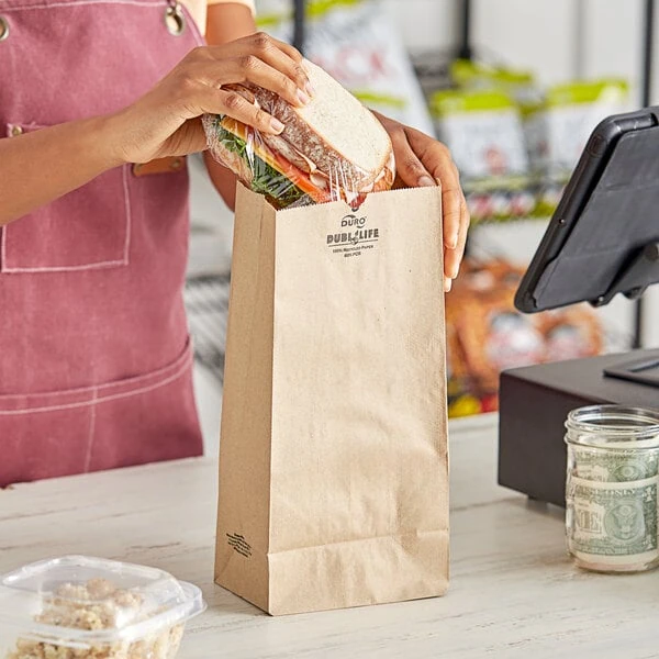 Duro 8 lb. Natural Kraft Paper Bag - 500/Bundle