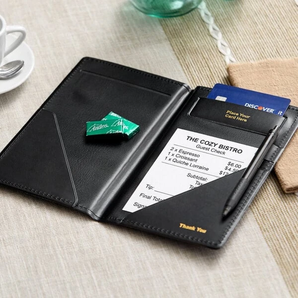 Choice 5" x 9" Black Vinyl Guest Check Presenter / Server Book