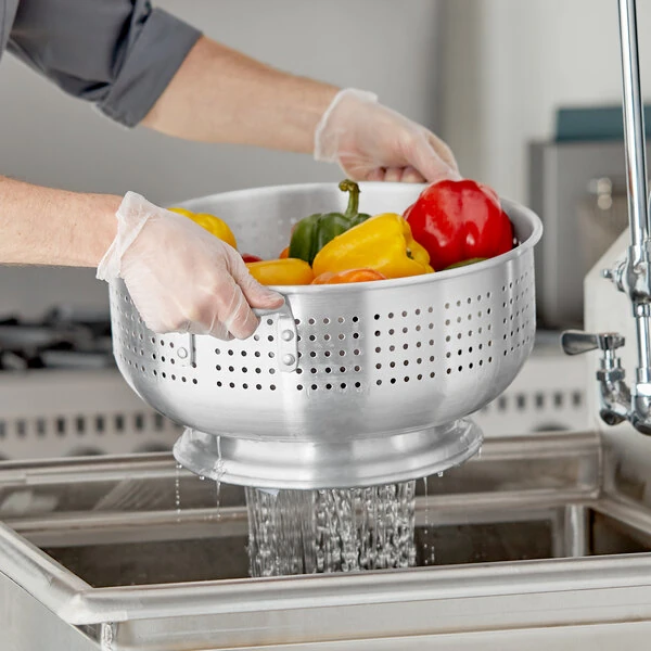 Choice 12 Qt. Aluminum Colander with Base and Handles
