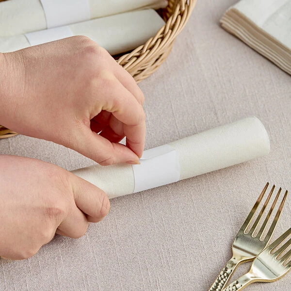 Choice White Self-Adhering Customizable Paper Napkin Band - 20,000/Case