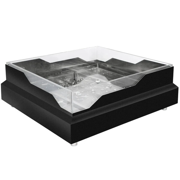 Eastern Tabletop RB2323MB 20 3/4" x 20 3/4" x 5" Square Black Coated Stainless Steel Raw Bar with Wave Design