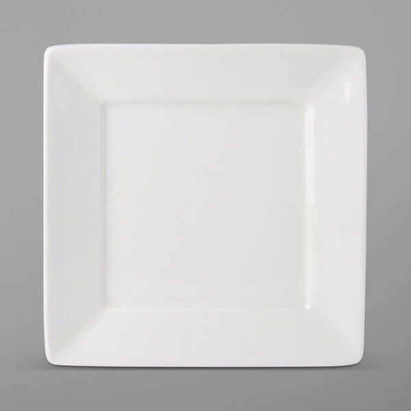 Tuxton ABU-004 Napa AlumaTux 8 1/2" Pearl White (European White) Square China Plate - 12/Case