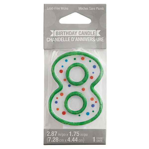 Creative Converting 104567 3" Polka Dot "8" Candle