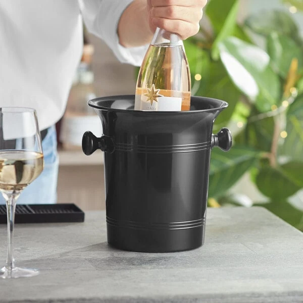 Choice 3 Qt. Single-Bottle Black Plastic Wine Bucket