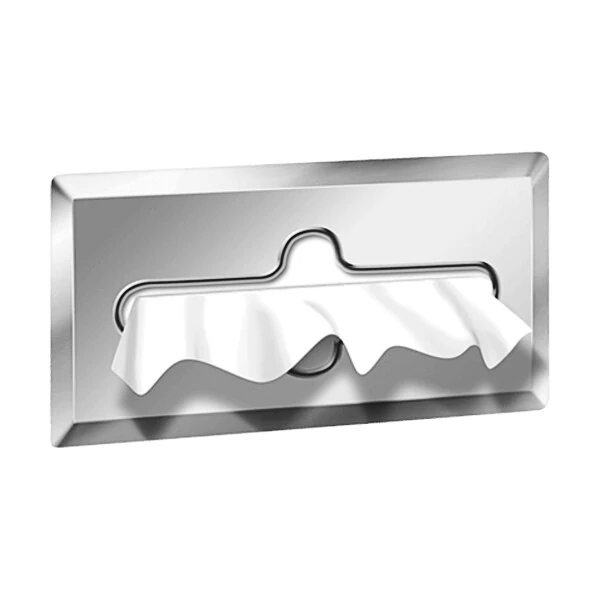 American Specialties, Inc. 10-0259-B Recessed Bright Polished Stainless Steel Facial Tissue Dispenser for 300 Single-Ply or 150 Two-Ply Sheets