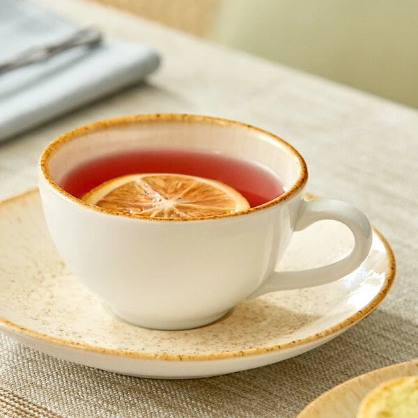 Acopa Cape 4 oz. Round Dune Beige Porcelain Cup - 24/Case