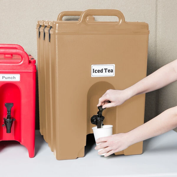 Cambro 1000LCD157 Camtainer® 11.75 Gallon Coffee Beige Insulated Beverage Dispenser