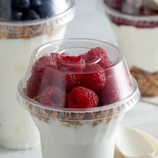 Dome PET Lid without Hole for Parfait Cups - 500/Case
