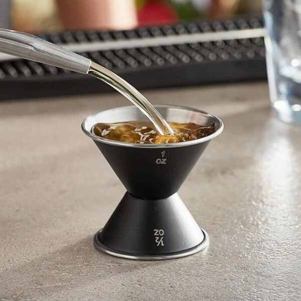 Acopa 0.5 oz. & 1 oz. Black Classic Jigger