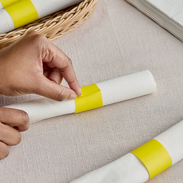 Choice Yellow Self-Adhering Paper Napkin Band - 20,000/Case