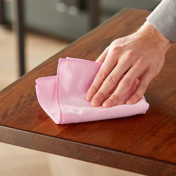 Advantage Supplies 12" x 12" Pink Microfiber General Purpose Cloth - 48/Case