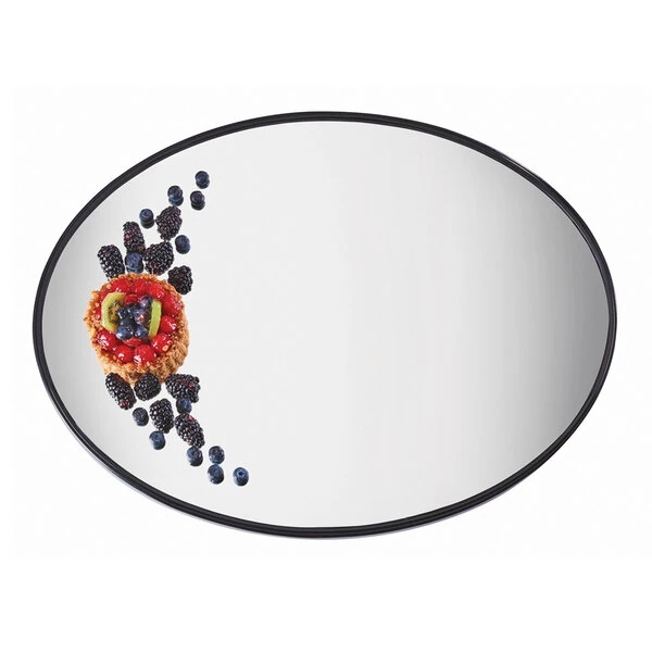 Cal-Mil RR242 24" x 18" Oval Mirror Tray with Raised Black Rim