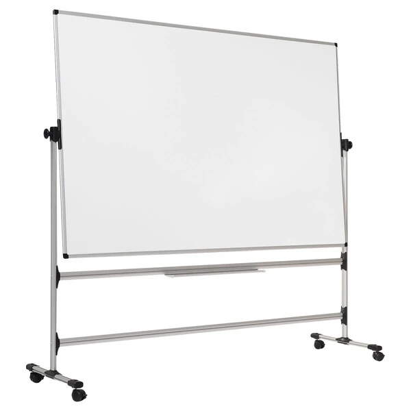 MasterVision RQR0221 Earth Silver Easy Clean 4' x 3' Mobile Reversible Presentation Dry Erase Board with Silver Frame