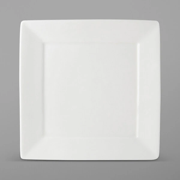 Tuxton ABU-006 Napa AlumaTux 10 1/8" Pearl White (European White) Square China Plate - 12/Case