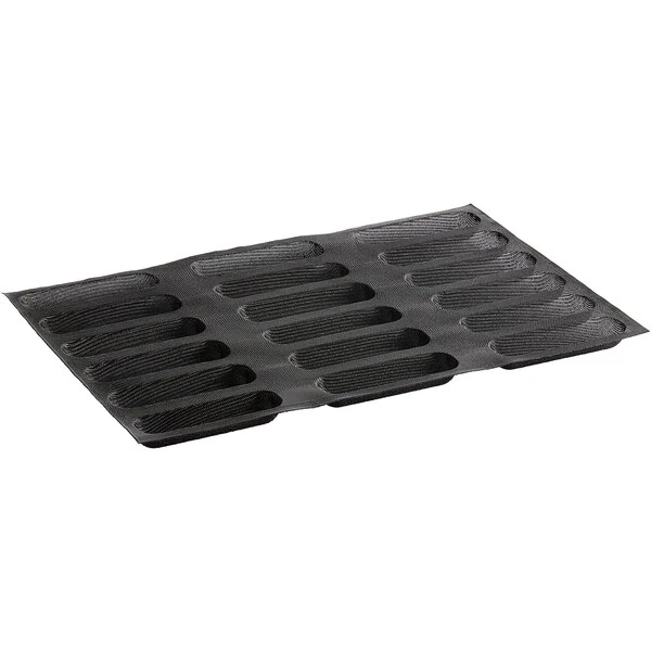 Sasa Demarle Flexipan Air® SF-00004 18 Compartment Hot Dog Bun Silicone Bread Mold - 6" x 1" Cavities
