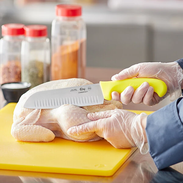 Choice 7" Santoku Knife with Granton Edge and Neon Yellow Handle