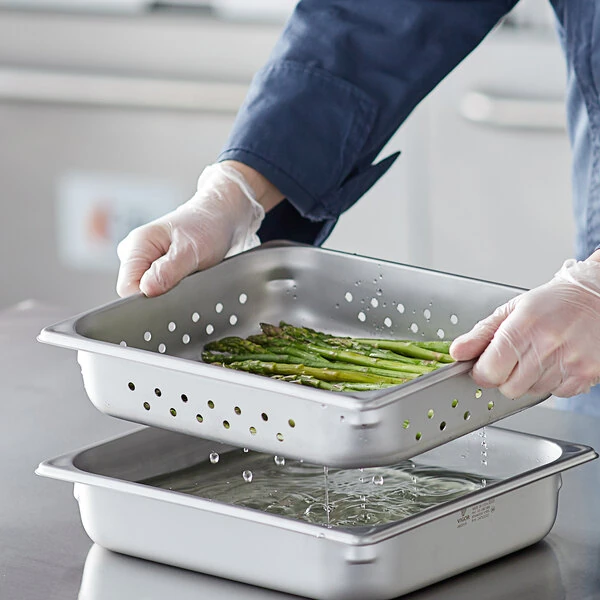 Vigor 1/2 Size 2 1/2" Deep Anti-Jam Perforated Stainless Steel Steam Table / Hotel Pan - 22 Gauge