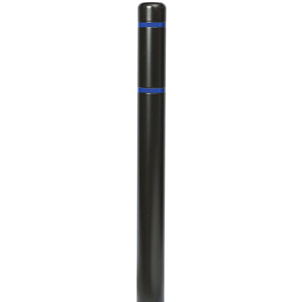 Innoplast BollardGard 4 11/16" x 52" Black Bollard Cover with Blue Reflective Stripes BC452BKB