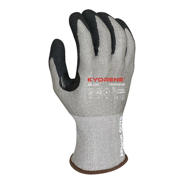 Armor Guys Kyorene 00-200-L Gray 15 Gauge A2 Graphene Gloves with Black HCT Microfoam Nitrile Palm Coating - Large