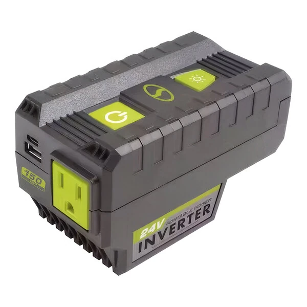 Sun Joe IONMAX 24V Cordless Portable Powered Inverter with 2 USB Ports, AC Outlet, and LED Light 24V-150WI-CT - 150W