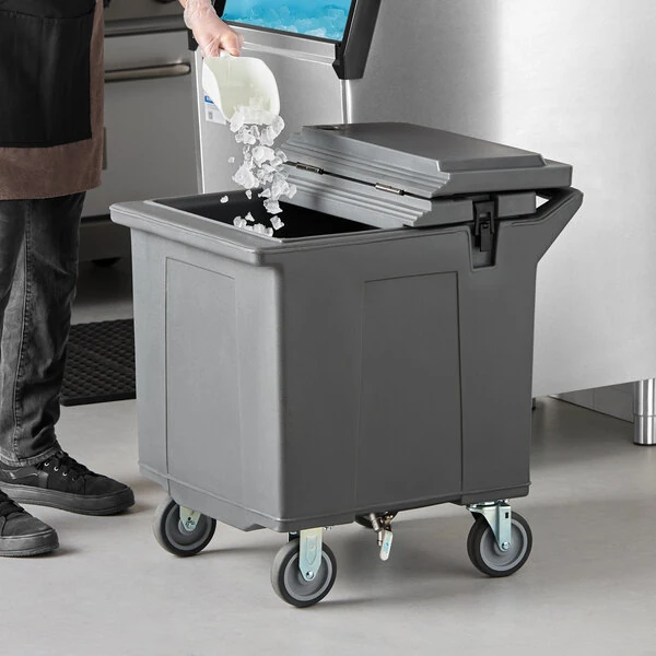 CaterGator 125 lb. Capacity Gray Mobile Ice Bin with Flip Lid