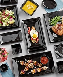 Acopa Glossy Black Stoneware Dinnerware